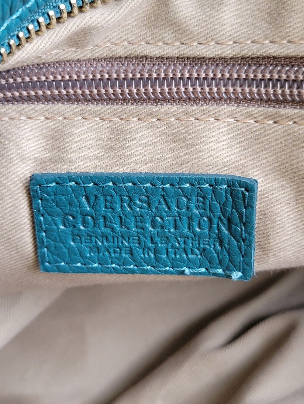 VERSACE Collection Pebbled Calfskin Leather Satchel - Picture 12 of 16